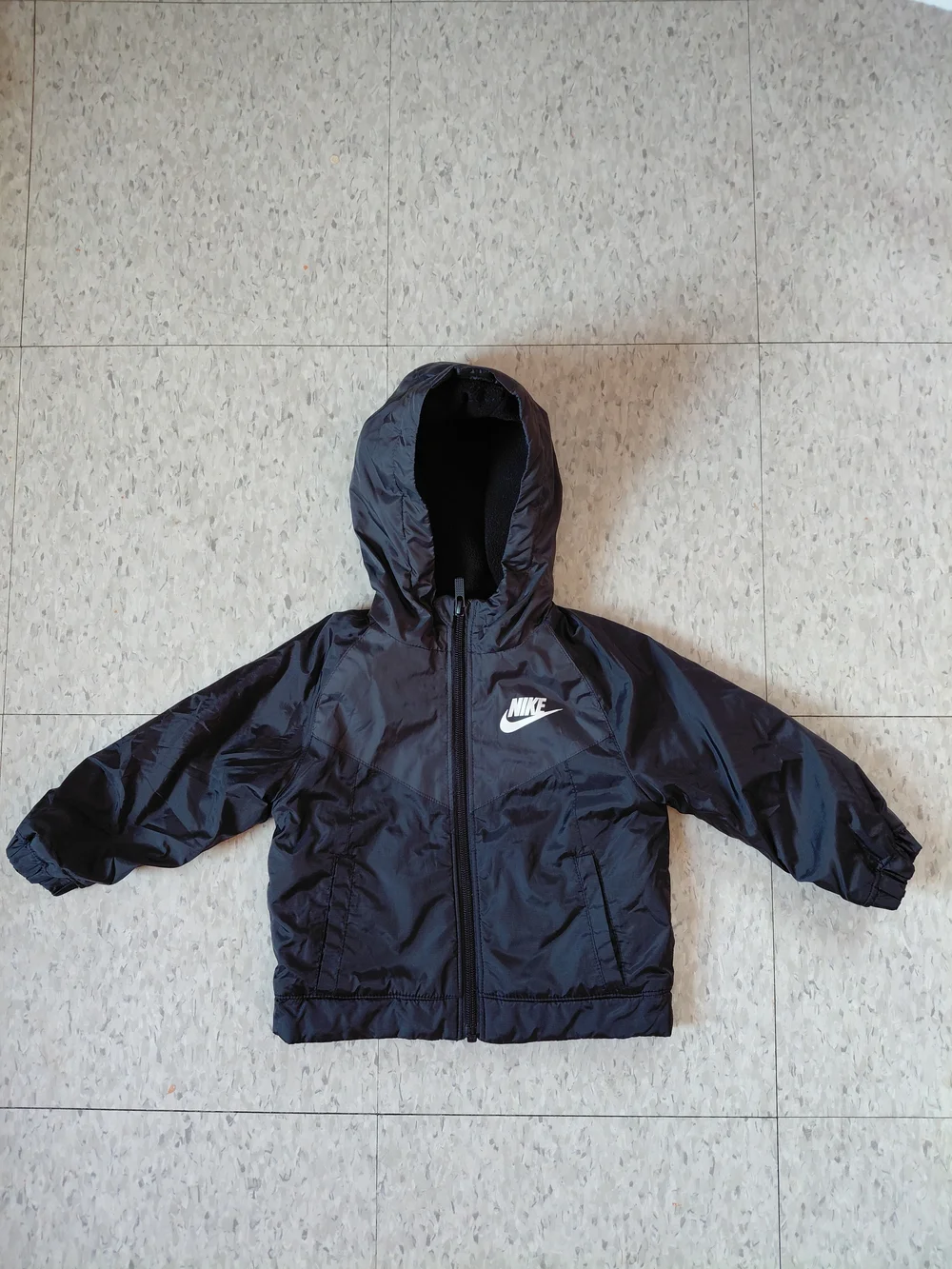 Nike Fleece Lined Windrunner Jacket Black Out Wear Toddler Boy Sz M
